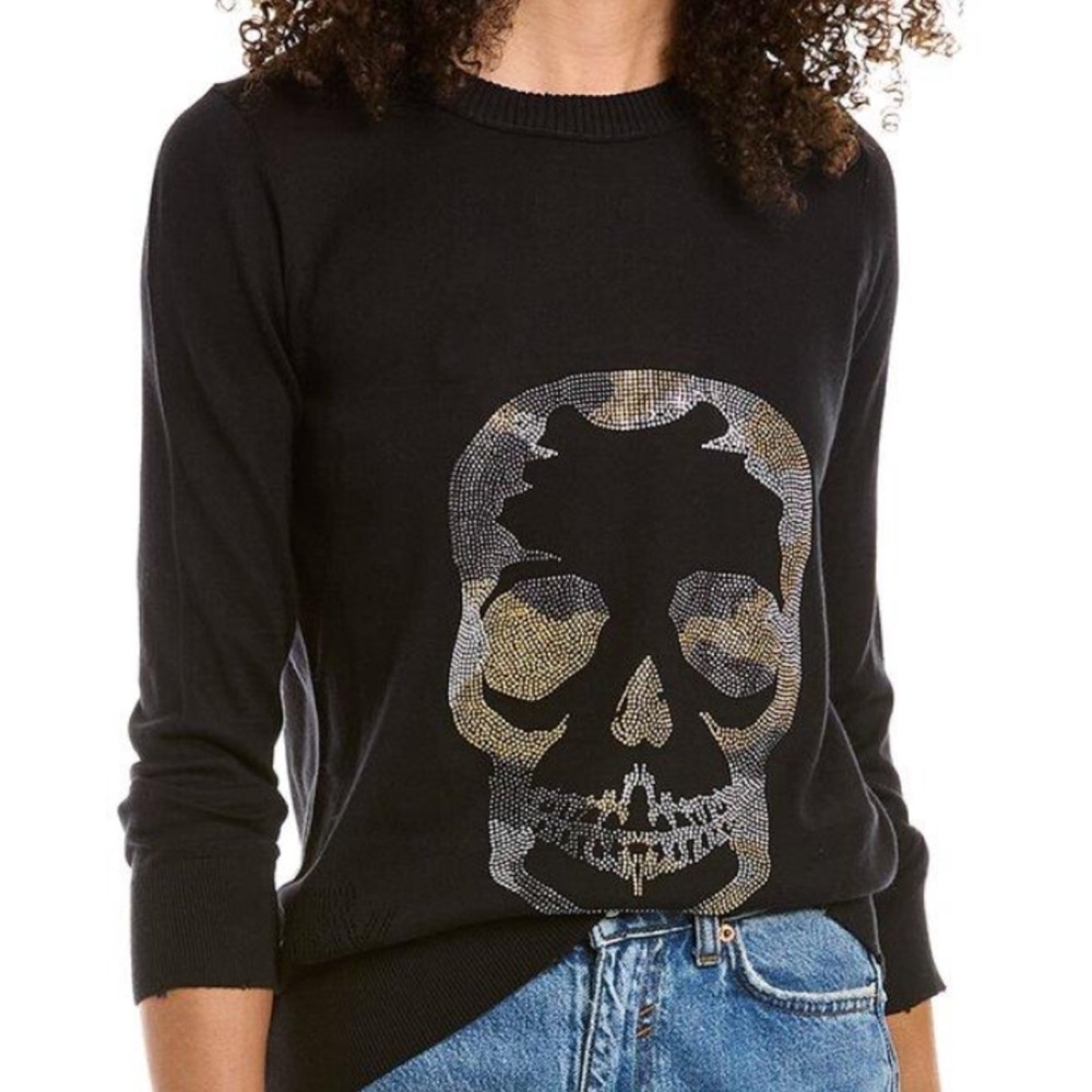 NWT Zadig & Voltaire Miss Camo Skull Strass Sweater SZ-XS